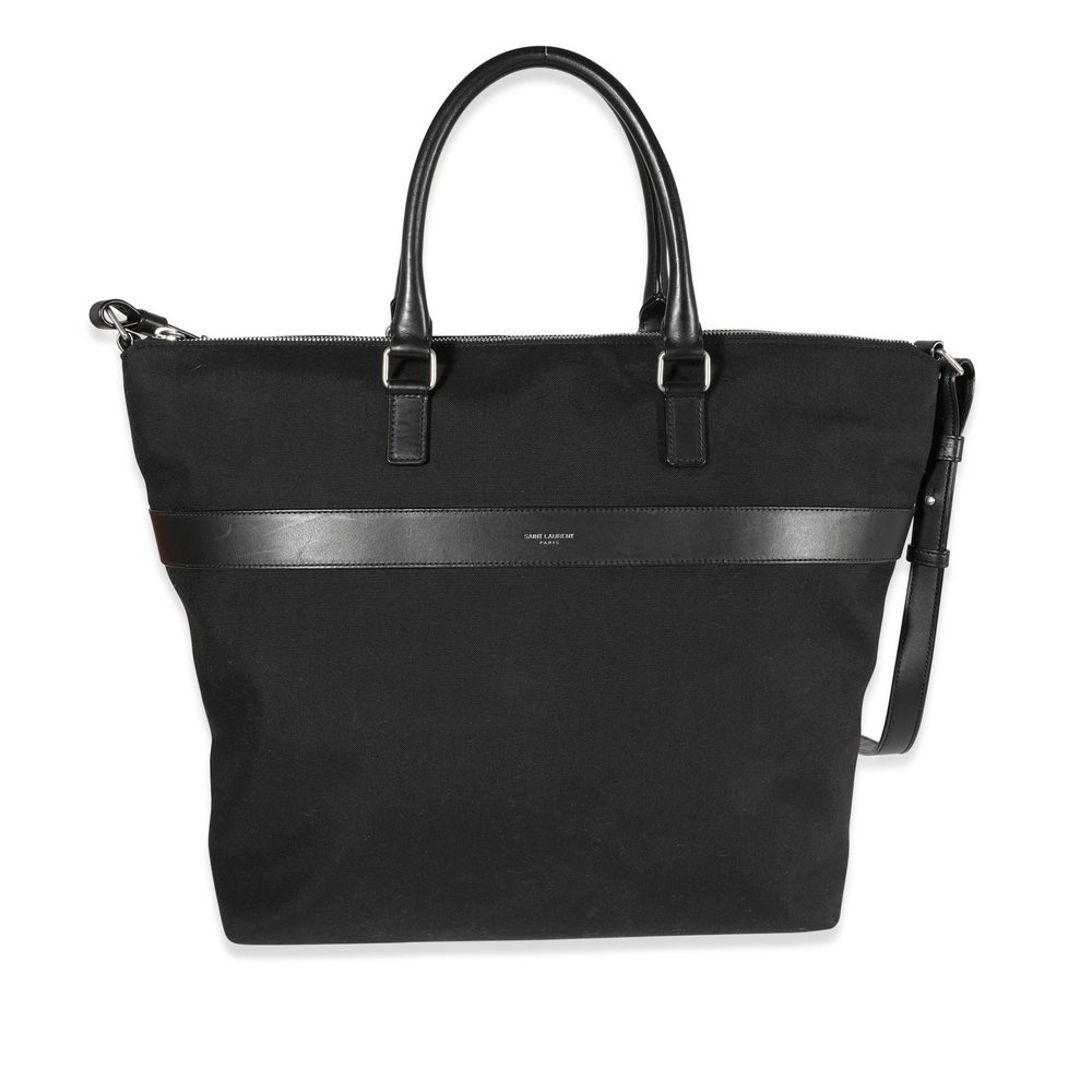 Saint Laurent Black Canvas & Leather Tote